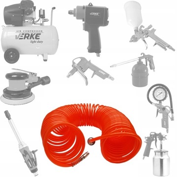 СПИРАЛЬНЫЙ ПНЕВМАТИЧЕСКИЙ ШЛАНГ ДЛИНОЙ 20М, ОБРЕЗАННЫЙ ШЛАНГ ДЛЯ КОМПРЕССОРА С СОЕДИНИТЕЛЯМИ