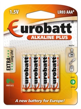 Baterie Alkaliczne 4 szt. EUROBATT R3 LR03 AAA paluszki cienkie