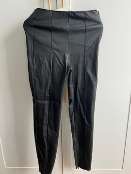 Spodnie legginsy woskowane ZARA imitacja skóry czarne r. 38 M