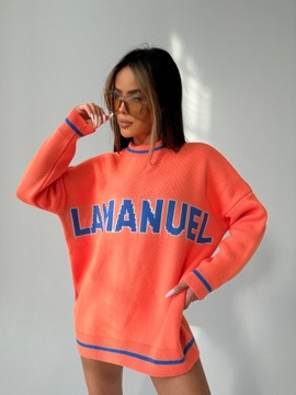 Sweter La Manuel DRAW LINE Uni pomarańczowy premium polska