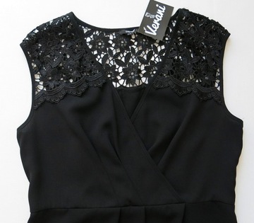A6503 PAPAYA elegancka czarna prosta sukienka 42