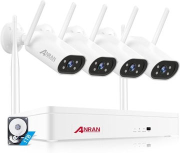 ANRAN 2K HD 3MP kamera do monitoringu, zestaw zewnętrzny, Wi-Fi, 8CH 5 MP N