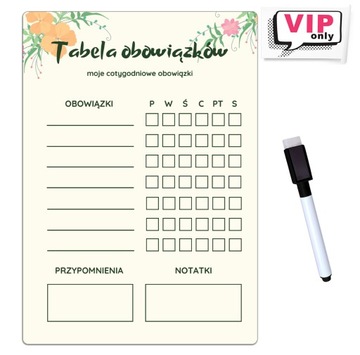 Tablica obowiązków PLANER MAGNETYCZNY NA LODÓWKĘ