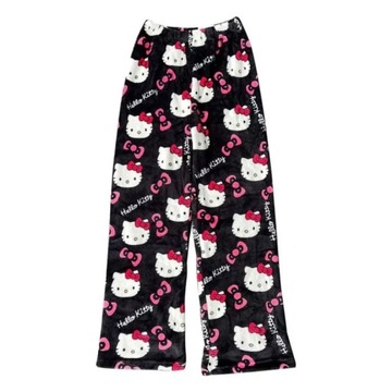 HELLO KITTY dobrej jakości ciepłe flanelowe spodnie od piżamy miękkie