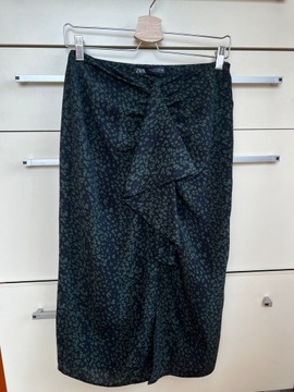 36 S Zara zielona spódnica ołówkowa wzór panterka