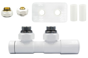 Zawór reg. Twins 50mm biały+złączkiPEX+rozet Prawy