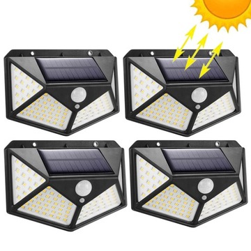 LAMPY SOLARNE 100 LED CZUJNIK RUCHU ZMIERZCHU 4SZT