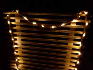 Джутовая веревочная гирлянда 50LED 3,3м на батарейках