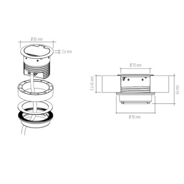 Розетка встраиваемая SFL RING 230V + USB, цвет золото