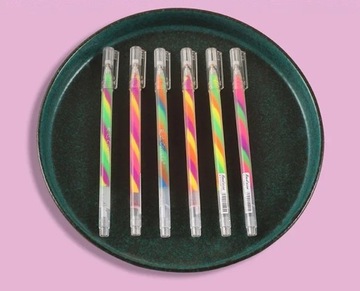 Sparkly Gel Pens 6 Colors Fine Point Rainbow Gradient Pens For Highlighting