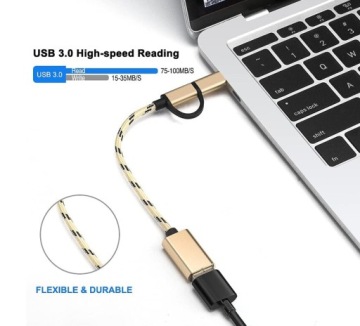 2 В 1 MICRO USB OTG АДАПТЕР USB-C НА USB 3.0