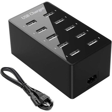 НАСТОЛЬНОЕ USB-ЗАРЯДНОЕ УСТРОЙСТВО С 10 ПОРТАМИ ИНТЕЛЛЕКТУАЛЬНЫЙ POWERBANKI 5 В 10 А 50 Вт 1,4 М