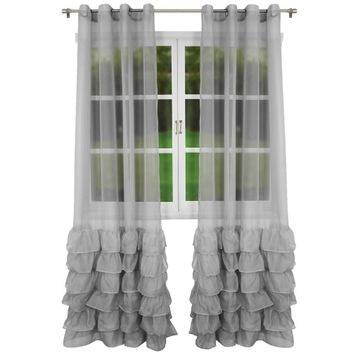 Elegancka Firana woalowa z falbanami 250 x 145