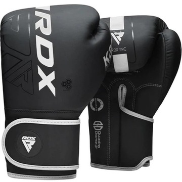 Rękawice do boksu sparingowe RDX F6MW Czarne Białe Rękawice treningowe 12oz