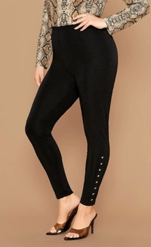 SHEIN PLUS SIZE LEGGINSY CZARNE Z DŻETAMI 50 VBC