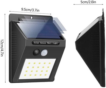 СОЛНЕЧНАЯ ЛАМПА 20 СВЕТОДИОДОВ С ДАТЧИКОМ ДВИЖЕНИЯ И СУМЕРКА