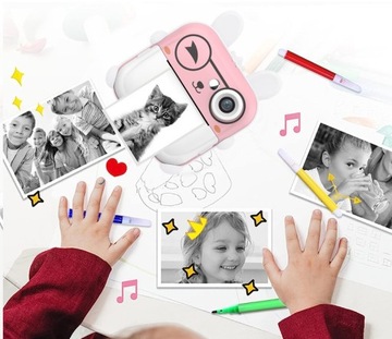 DRUKUŚ ЦИФРОВАЯ ЖК-КАМЕРА МГНОВЕННОГО СОХРАНЕНИЯ С ПРИНТЕРОМ ДЛЯ ДЕТСКИХ ИГРОВЫХ РОЛИКОВ