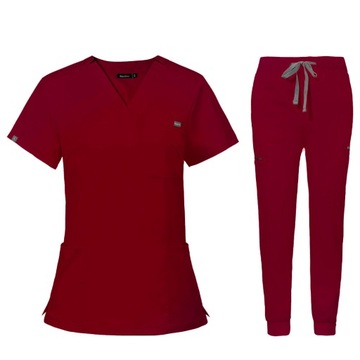 KOMPLET MEDYCZNY DAMSKI SCRUB UNIFORM KOLOR BORDOWY ROZMIAR S