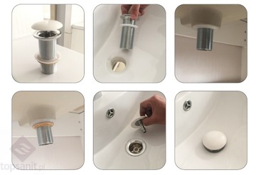 ZESTAW: KOREK KLIK-KLAK bez PRZELEWu Biały + SYFON UMYWALKOWY DO UMYWALKI