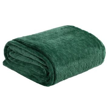 ELEGANCKI KOC NARZUTA PLED CINDY 150x200 ZIELONY PRĄŻKOWANY