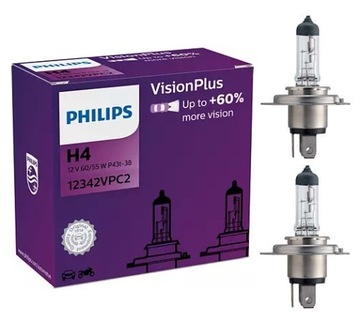 PHILIPS ŻARÓWKA H4 60/55W VISION PLUS 60% światła