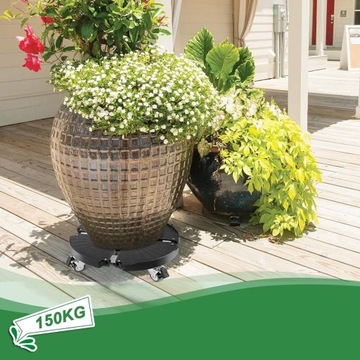 ПЛАТФОРМА ПОДСТАВКА ДЛЯ РАСТЕНИЙ ГОРШКИ НА КОЛЕСАХ 150 КГ РЕГУЛИРУЕМАЯ 35-48 СМ ЧЕРНАЯ