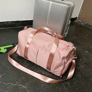 Дорожная тренировочная спортивная сумка с ремнем и отделением для обуви, 25л, розовая