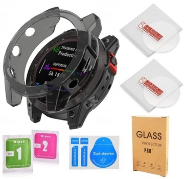 2x SZKŁO 9H + ETUI DO GARMIN FENIX 7X / 7X SOLAR