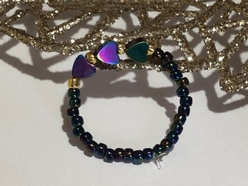 РАЗНОЦВЕТНОЕ КОЛЬЦО С ГЕМАТИТОМ НА СЕРДЦЕ РЕЗИНОВОЕ