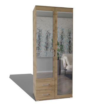 szafa Kuba 192 x 80 x 50 cm, wotan, 2 lustra, 2 szuflady!