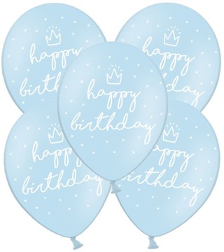 Balony HAPPY BIRTHDAY na URODZINY błękitne 5szt