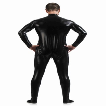 Body Zentai Body z metalicznego spandexu XL, czarne