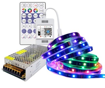 Oświetlenie zewnętrzne cyfrowe lampki WiFi RGB 15m