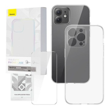 BASEUS ZESTAW OCHRONNY ETUI I SZKŁO DO IPHONE 12 WYTRZYMAŁY KOMPATYBILNY
