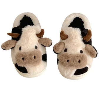 PLUSZOWE KAPCIE DOMOWE PANTOFLE LACZKI KROWA COW