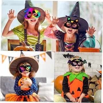 набор из 18 МАСОК ДЛЯ ХЭЛЛОУИНА для скретч-страниц своими руками