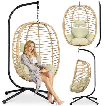 FOTEL WISZĄCY BUJANY OGRODOWY KOSZ KOKON SKŁADANY