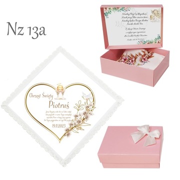 БЕЛАЯ КРЕСТАЛЬНАЯ ХАНИЦА для мальчика, девочки, КРЕЩЕНИЕ, ИМЯ, коробка