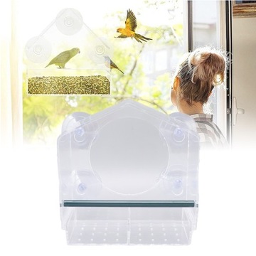 Кормушка для птиц оконная, прозрачная, сплошная.