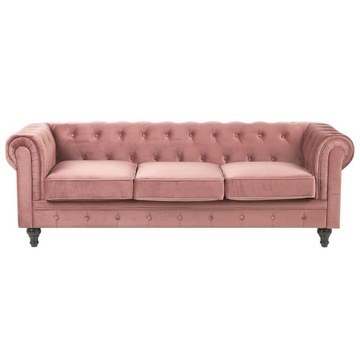 SOFA KANAPA 3 OSOBOWA WELUROWA RÓŻOWA KANAPA SKANDYNAWSKA