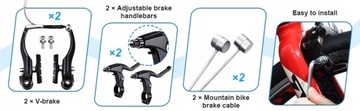 MTB велосипед V-brake черного цвета спереди и сзади.