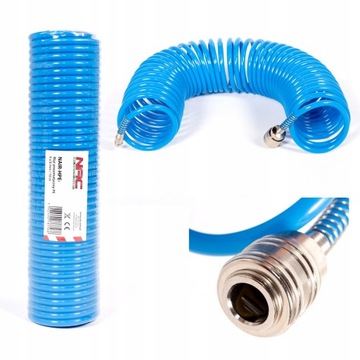 WĄŻ PNEUMATYCZNY PRZEWÓD SPIRALNY NAC 15M 6X8MM DO KOMPRESORA SPRĘŻARKI
