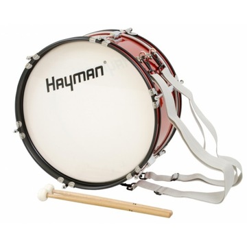 HAYMAN JMDR 1807 BĘBEN MARSZOWY + NOSIDŁO + 18 x 7 cali PAŁKI BASOWY JUNIOR