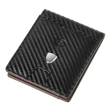 Portfel męski skórzany na karty RFID 9105 carbon