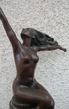 Арт-деко, обнаженная женщина, бронза, скульптура, мраморное основание, статуя, сигнатура A Gennarell 1801