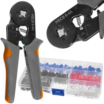 ZACISKARKA PRASKA DO TULEJEK 0,25 mm² -10mm² ZESTAW Z TULEJKAMI 500 sztuk