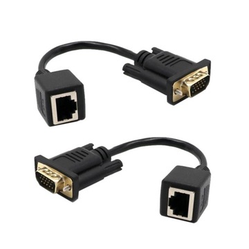 2xVGA 15pin Męski Przedłużacz Do Lan 2szt