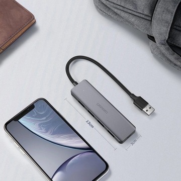 АДАПТЕР UGREEN USB HUB 4 В 1 НА 4X USB 3.0 + СЕРЫЙ КАБЕЛЬ USB-C 15 СМ £ 5