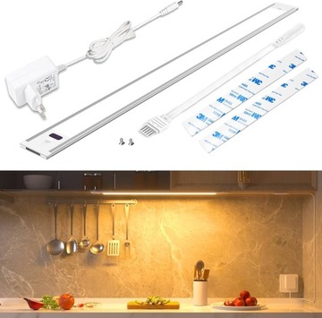 LAMPKA LISTWA LED PODSZAFKOWA BEZDOTYKOWA 42cm 3000K 6W