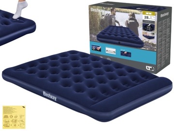 Materac Dmuchany Welurowy Dwuosobowy 203x152x28 Bestway 67226 Pompką Nożną